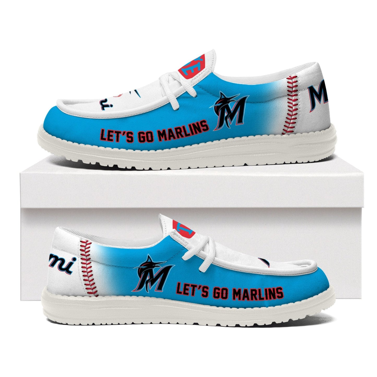 LIMITED EDITION - NEW CUSTOMIZED MLB20 MMS MIAMI MARLINS LOAFER SHOES