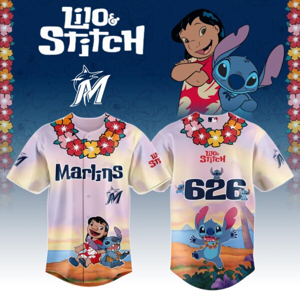 LIMITED EDITION - NEW CUSTOMIZED MLB20 MI MARLINS x LILO & STITCH BASEBALL JERSEY