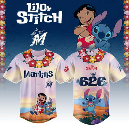 LIMITED EDITION - NEW CUSTOMIZED MLB20 MI MARLINS x LILO & STITCH BASEBALL JERSEY