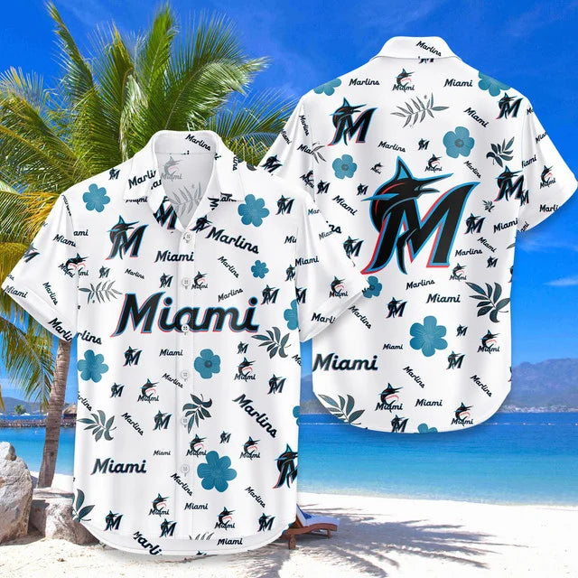 LIMITED EDITION - NEW CUSTOMIZED MLB20 MMS MIAMI MARLINS UNISEX HAWAIIAN SHIRT & SHORTS SET