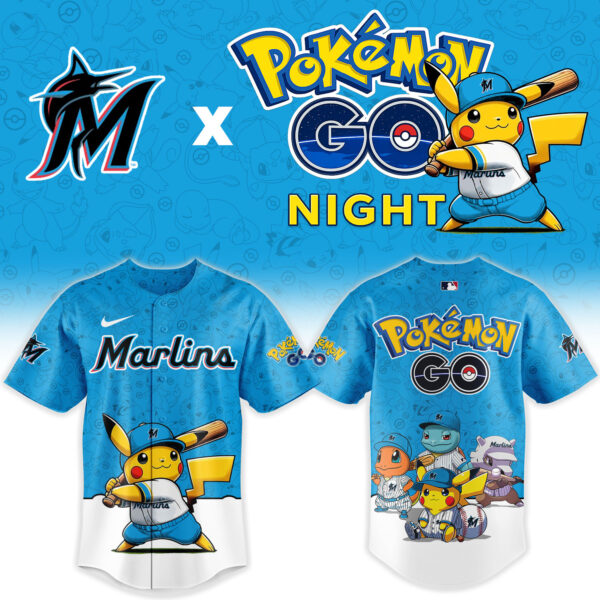 LIMITED EDITION - NEW CUSTOMIZED MLB20 MMS MIAMI MARLINS x POKEMON BASEBALL JERSEY & CAP