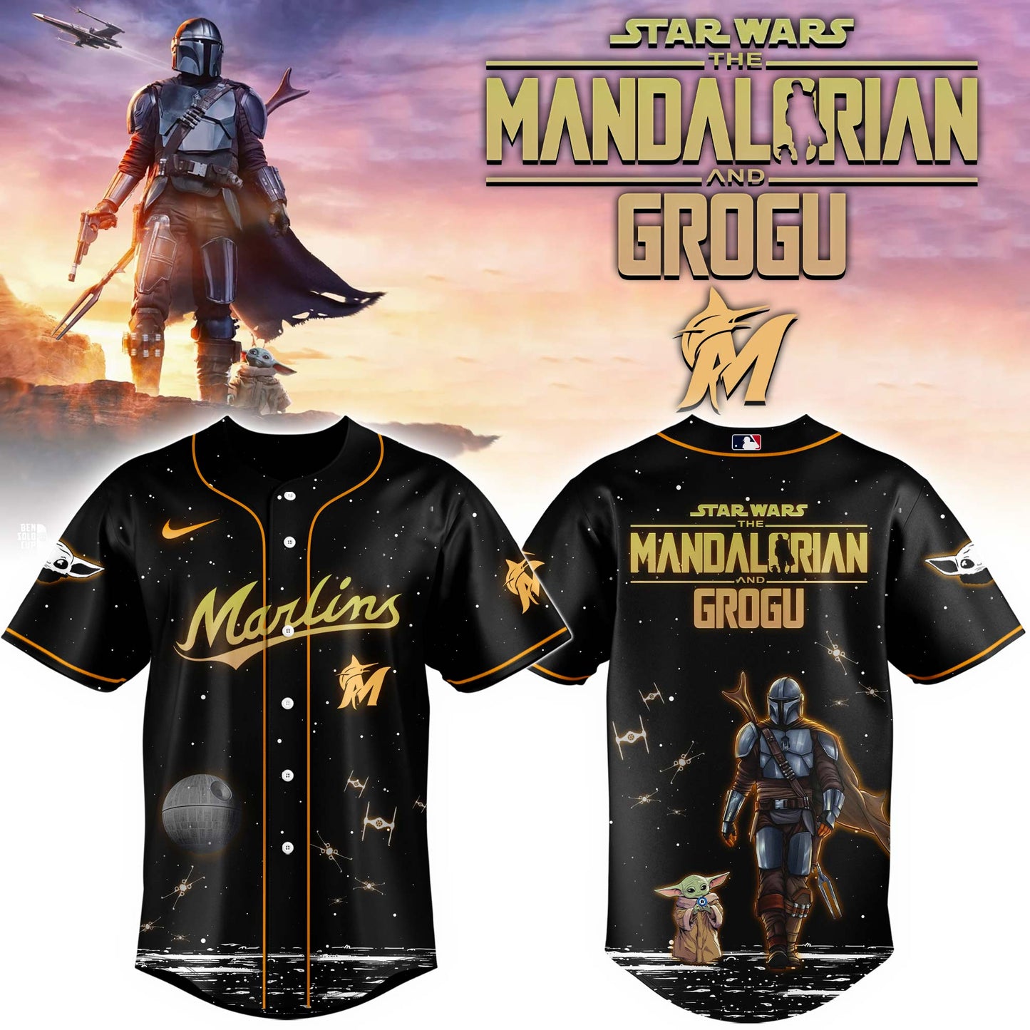 LIMITED EDITION - NEW CUSTOMIZED MLB20 MI MARLINS x STAR WARS BASEBALL JERSEY & CAP