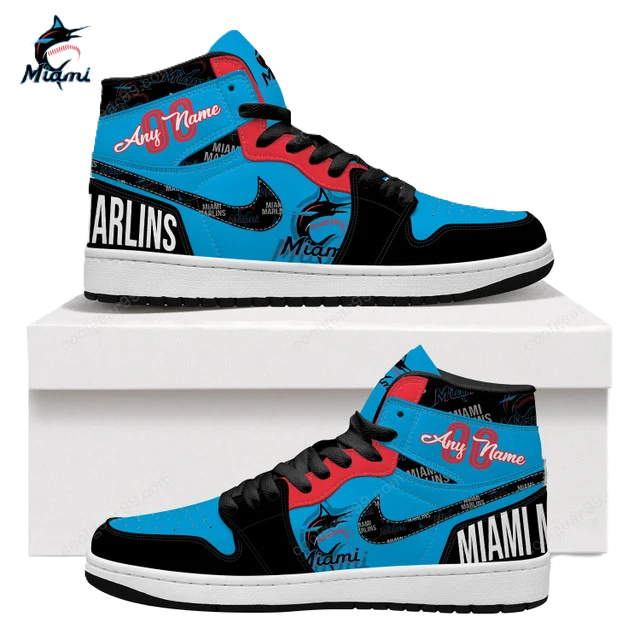 LIMITED EDITION - NEW CUSTOMIZED MLB20 MI MARLINS AIR JORDAN SNEAKERS