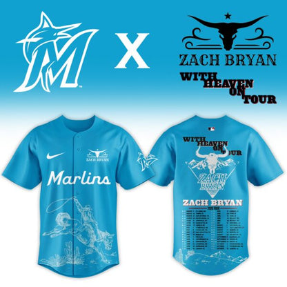 LIMITED EDITION - NEW CUSTOMIZED MLB20 MMS MIAMI MARLINS x ZACH BRYAN BASEBALL JERSEY & CAP
