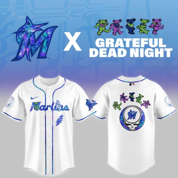 LIMITED EDITION - NEW CUSTOMIZED MLB20 MI MARLINS x GRATEFUL DEAD BASEBALL JERSEY