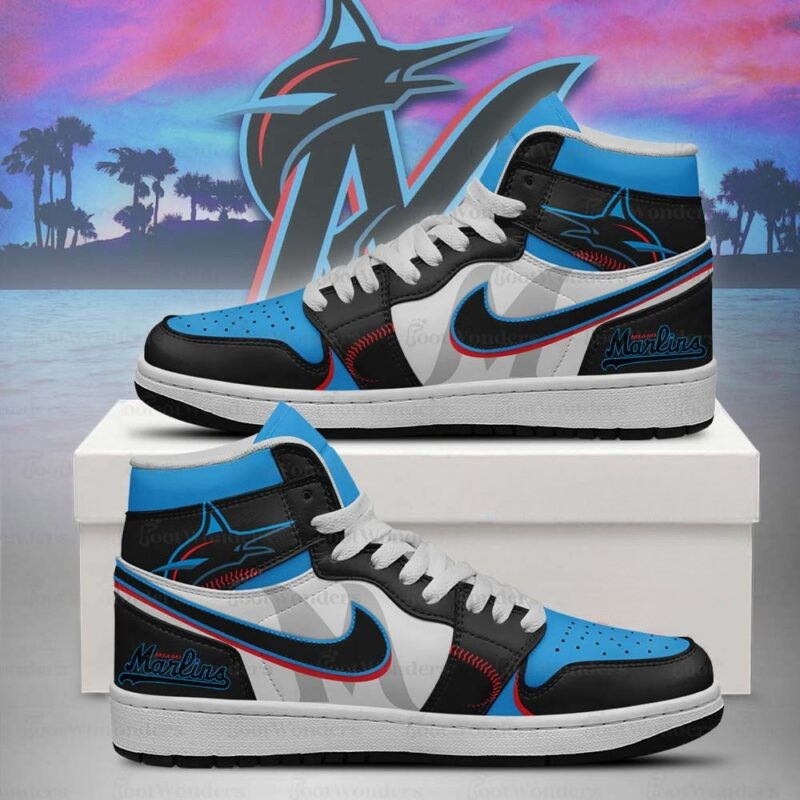 LIMITED EDITION - NEW CUSTOMIZED MLB20 MMS MIAMI MARLINS AIR JORDAN SNEAKERS