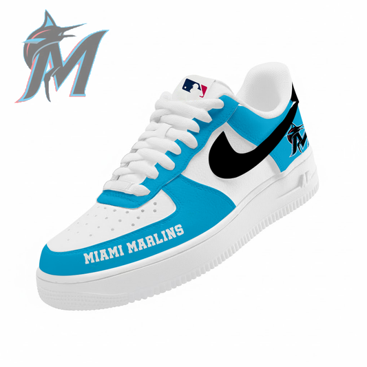 LIMITED EDITION - NEW CUSTOMIZED MLB20 MMS MIAMI MARLINS AF1 SNEAKERS