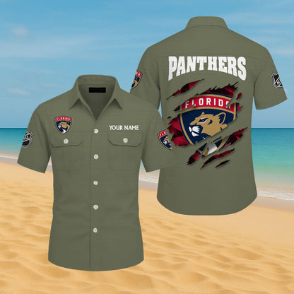 LIMITED EDITION - NEW CUSTOMIZED NHL01 FPT FLORIDA PANTHERS CARGO SHIRT