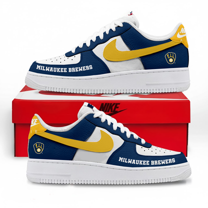 LIMITED EDITION - NEW CUSTOMIZED MLB15 MBS MILWAUKEE BREWERS AF1 SNEAKERS