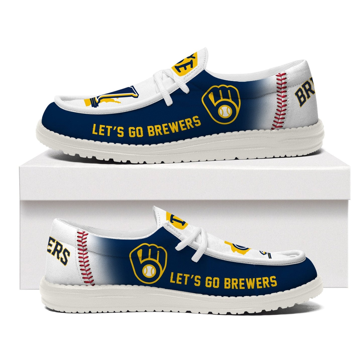 LIMITED EDITION - NEW CUSTOMIZED MLB15 MBS MILWAUKEE BREWERS LOAFER SHOES
