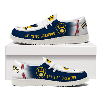LIMITED EDITION - NEW CUSTOMIZED MLB15 MBS MILWAUKEE BREWERS LOAFER SHOES