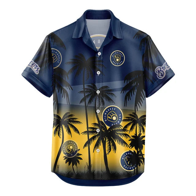 LIMITED EDITION - NEW CUSTOMIZED MLB15 MBS MILWAUKEE BREWERS UNISEX HAWAIIAN SHIRT & SHORTS SET