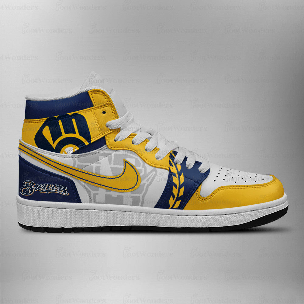 LIMITED EDITION - NEW CUSTOMIZED MLB15 MBS MILWAUKEE BREWERS AIR JORDAN SNEAKERS