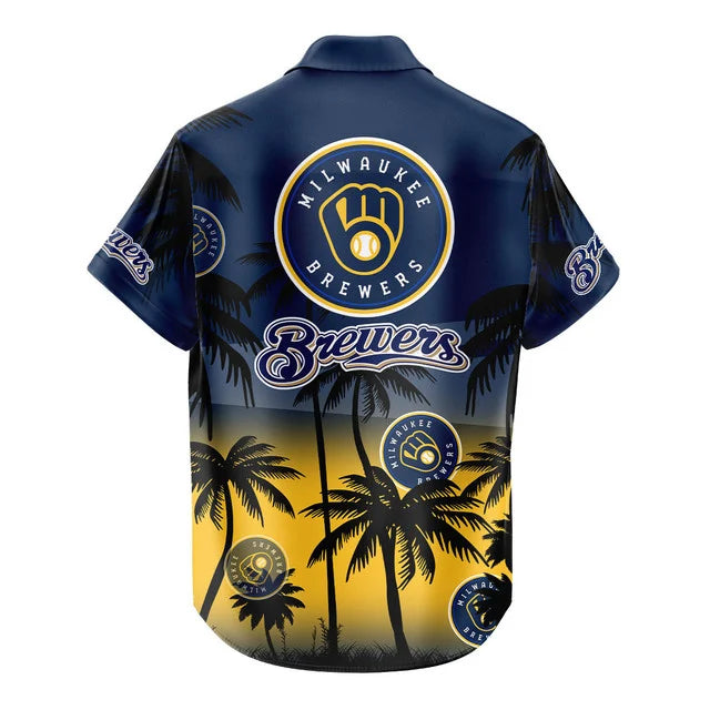 LIMITED EDITION - NEW CUSTOMIZED MLB15 MBS MILWAUKEE BREWERS UNISEX HAWAIIAN SHIRT & SHORTS SET