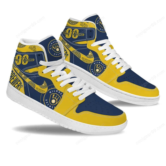 LIMITED EDITION - NEW CUSTOMIZED MLB15 MW BREWERS AIR JORDAN SNEAKERS