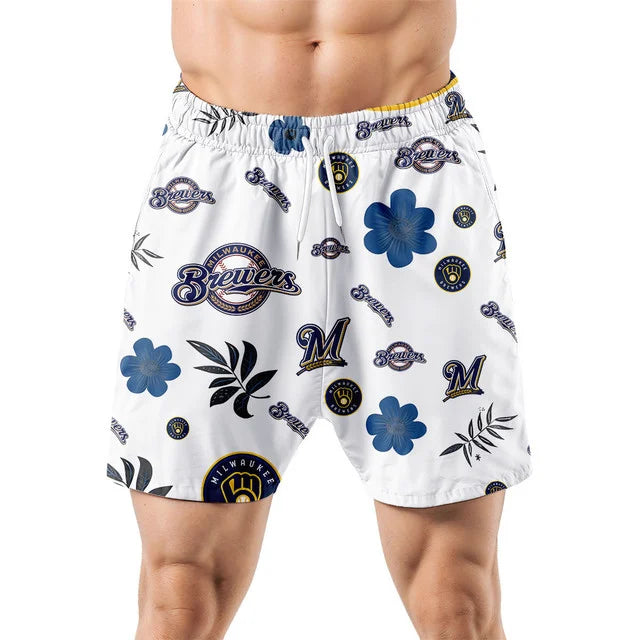 LIMITED EDITION - NEW CUSTOMIZED MLB15 MBS MILWAUKEE BREWERS UNISEX HAWAIIAN SHIRT & SHORTS SET