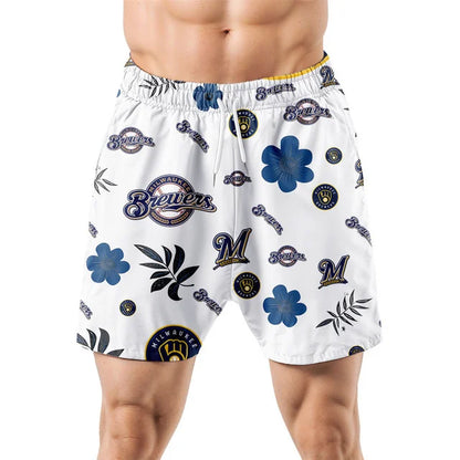 LIMITED EDITION - NEW CUSTOMIZED MLB15 MBS MILWAUKEE BREWERS UNISEX HAWAIIAN SHIRT & SHORTS SET