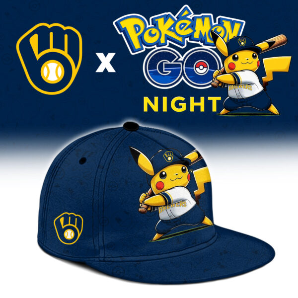 LIMITED EDITION - NEW CUSTOMIZED MLB15 MBS MILWAUKEE BREWERS x POKEMON BASEBALL JERSEY & CAP