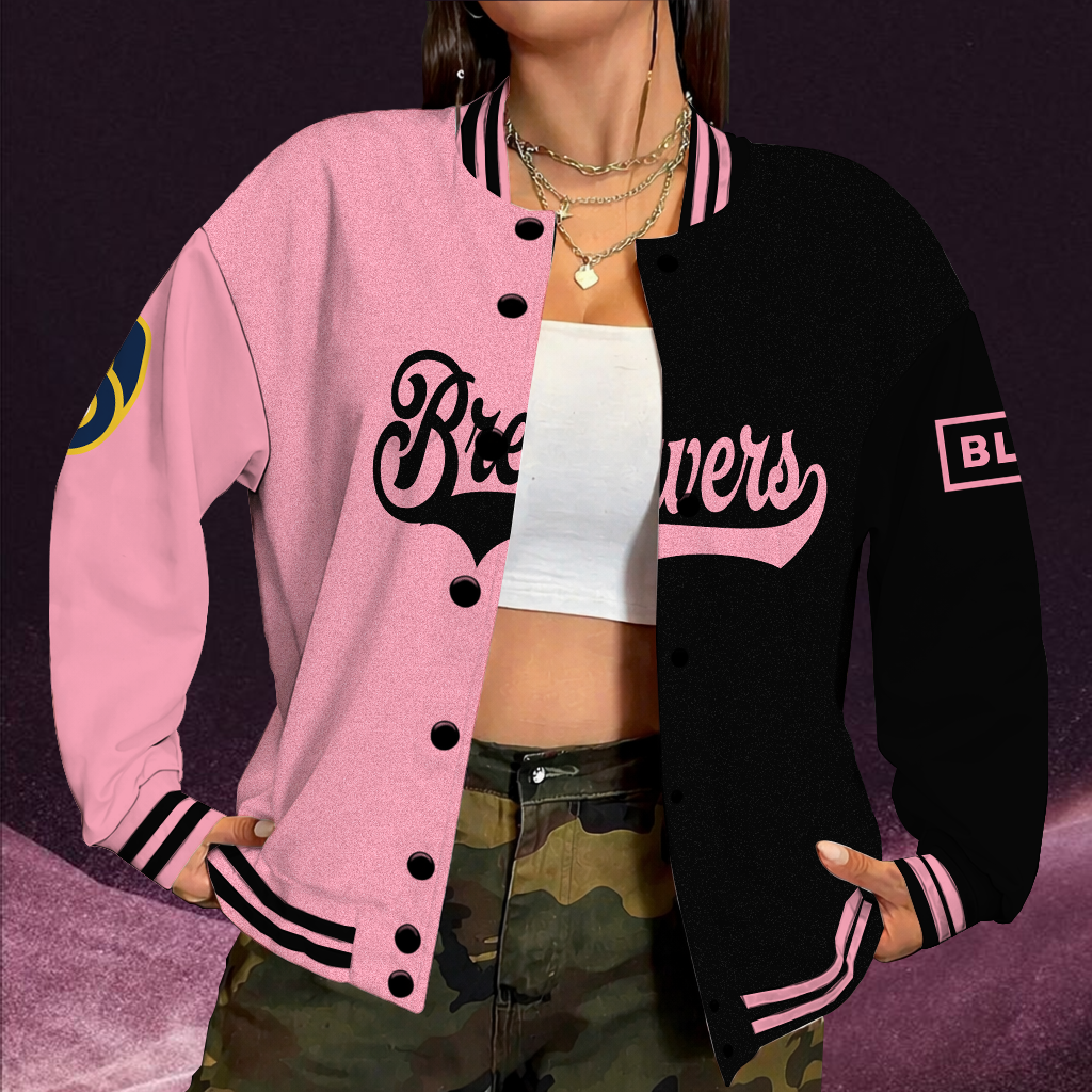 LIMITED EDITION - NEW CUSTOMIZED MLB15 MBS MILWAUKEE BREWERS SATIN VARSITY & BASEBALL JACKET