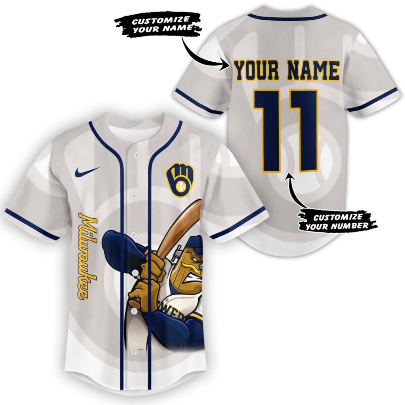 LIMITED EDITION - NEW CUSTOMIZED MLB15 MBS MILWAUKEE BREWERS BASEBALL JERSEY