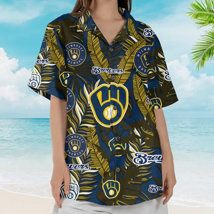 LIMITED EDITION - NEW CUSTOMIZED MLB15 MBS MILWAUKEE BREWERS UNISEX HAWAIIAN SHIRT