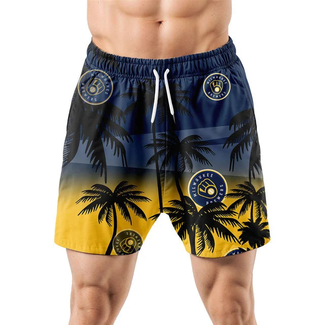 LIMITED EDITION - NEW CUSTOMIZED MLB15 MBS MILWAUKEE BREWERS UNISEX HAWAIIAN SHIRT & SHORTS SET