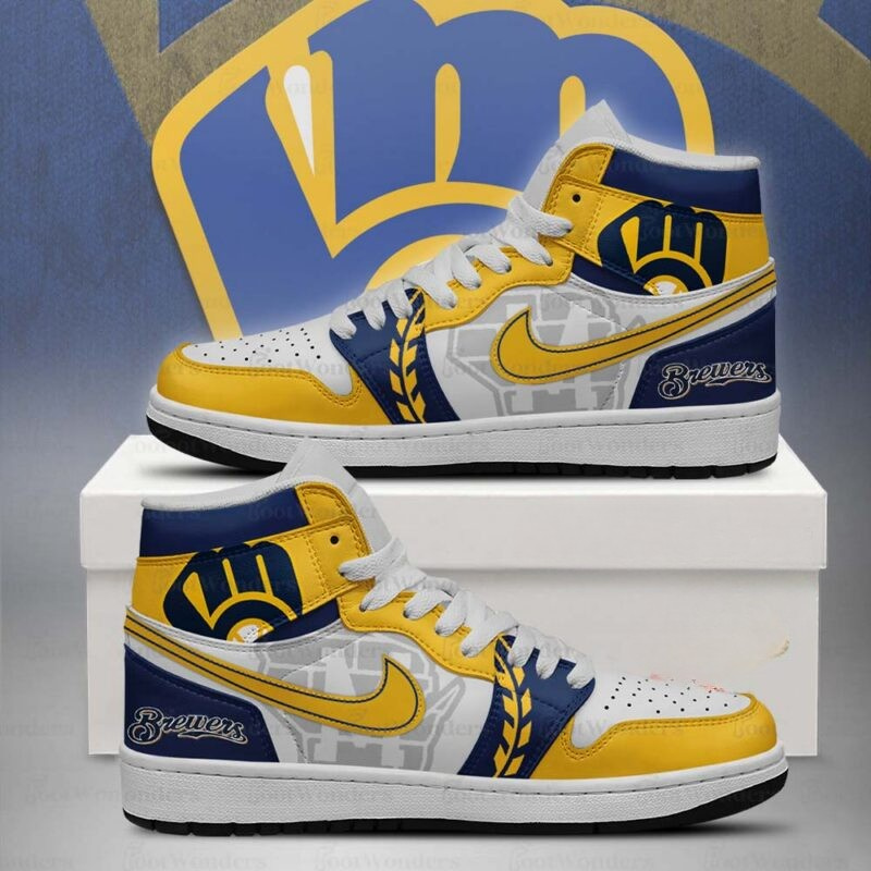 LIMITED EDITION - NEW CUSTOMIZED MLB15 MBS MILWAUKEE BREWERS AIR JORDAN SNEAKERS