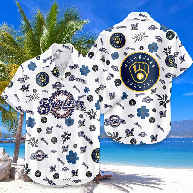 LIMITED EDITION - NEW CUSTOMIZED MLB15 MBS MILWAUKEE BREWERS UNISEX HAWAIIAN SHIRT & SHORTS SET