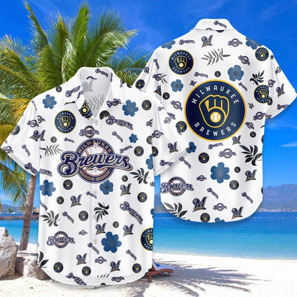 LIMITED EDITION - NEW CUSTOMIZED MLB15 MBS MILWAUKEE BREWERS UNISEX HAWAIIAN SHIRT & SHORTS SET