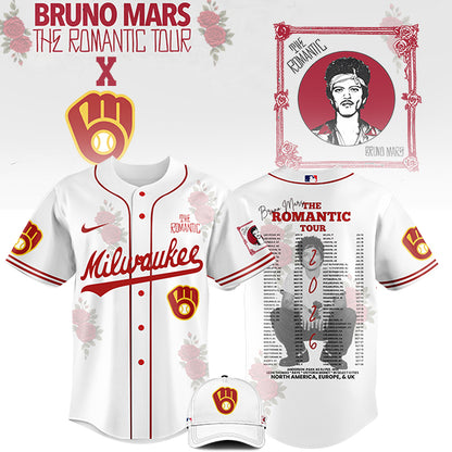 LIMITED EDITION - NEW CUSTOMIZED MLB15 MW BREWERS x BRUNO MARS BASEBALL JERSEY & CAP