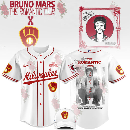 LIMITED EDITION - NEW CUSTOMIZED MLB15 MW BREWERS x BRUNO MARS BASEBALL JERSEY & CAP