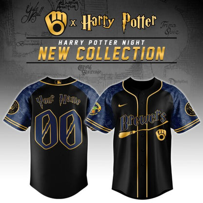 LIMITED EDITION - NEW CUSTOMIZED MLB15 MBS MILWAUKEE BREWERS x HARRY POTTER BASEBALL JERSEY