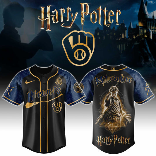 LIMITED EDITION - NEW CUSTOMIZED MLB15 MBS MILWAUKEE BREWERS x HARRY POTTER BASEBALL JERSEY & CAP