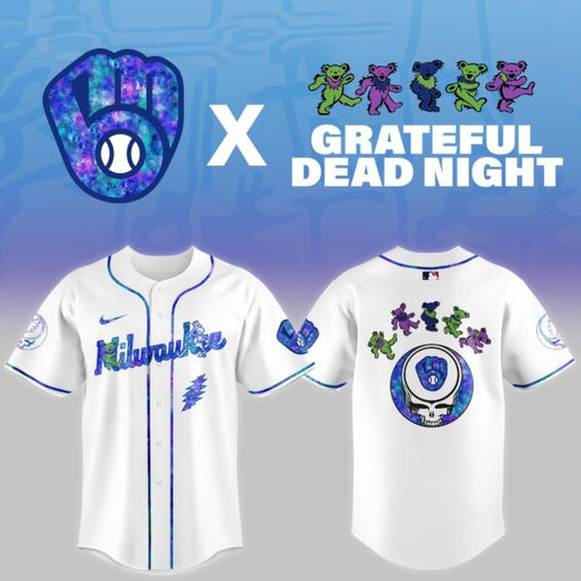 LIMITED EDITION - NEW CUSTOMIZED MLB15 MW BREWERS x GRATEFUL DEAD BASEBALL JERSEY