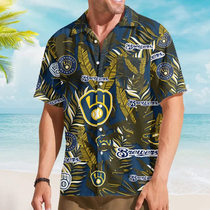 LIMITED EDITION - NEW CUSTOMIZED MLB15 MBS MILWAUKEE BREWERS UNISEX HAWAIIAN SHIRT