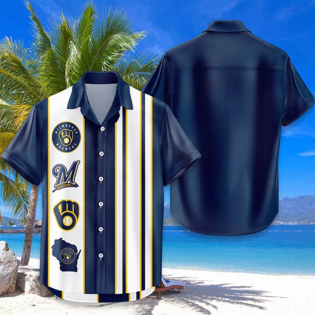 LIMITED EDITION - NEW CUSTOMIZED MLB15 MBS MILWAUKEE BREWERS UNISEX HAWAIIAN SHIRT