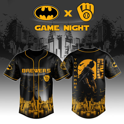 LIMITED EDITION - NEW CUSTOMIZED MLB15 MW BREWERS x BATMAN BASEBALL JERSEY