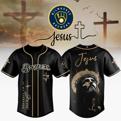 LIMITED EDITION - NEW CUSTOMIZED MLB15 MBS MILWAUKEE BREWERS x JESUS CHRIST JERSEY