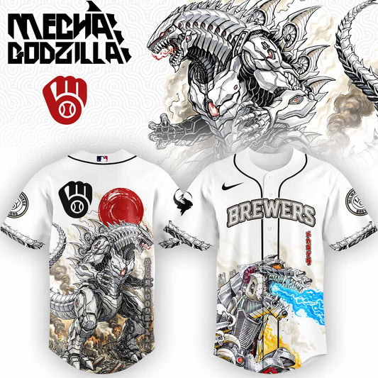 LIMITED EDITION - NEW CUSTOMIZED MLB15 MW BREWERS x GODZILLA BASEBALL JERSEY