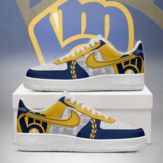 LIMITED EDITION - NEW CUSTOMIZED MLB15 MW BREWERS AF1 SHOES