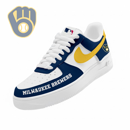 LIMITED EDITION - NEW CUSTOMIZED MLB15 MBS MILWAUKEE BREWERS AF1 SNEAKERS