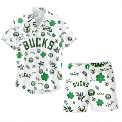 LIMITED EDITION - NEW CUSTOMIZED NBA11 MBU MILWAUKEE BUCKS UNISEX HAWAIIAN SHIRT & SHORTS SET