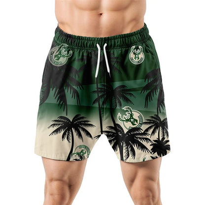 LIMITED EDITION - NEW CUSTOMIZED NBA11 MBU MILWAUKEE BUCKS UNISEX HAWAIIAN SHIRT & SHORTS SET