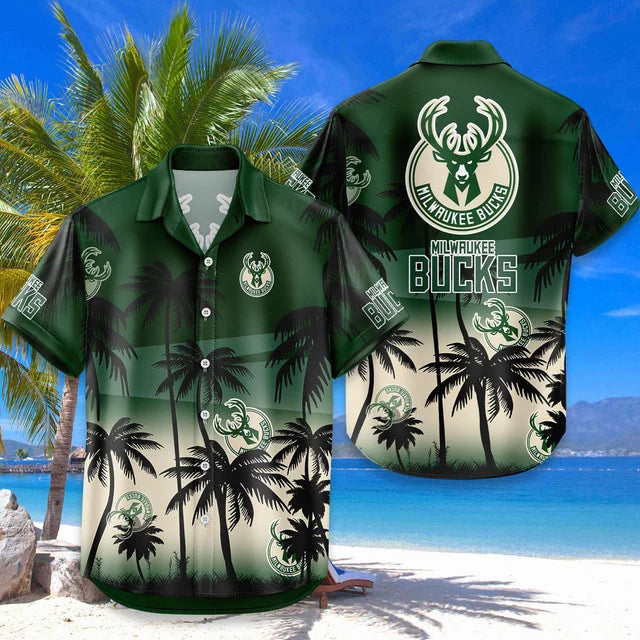 LIMITED EDITION - NEW CUSTOMIZED NBA11 MBU MILWAUKEE BUCKS UNISEX HAWAIIAN SHIRT & SHORTS SET