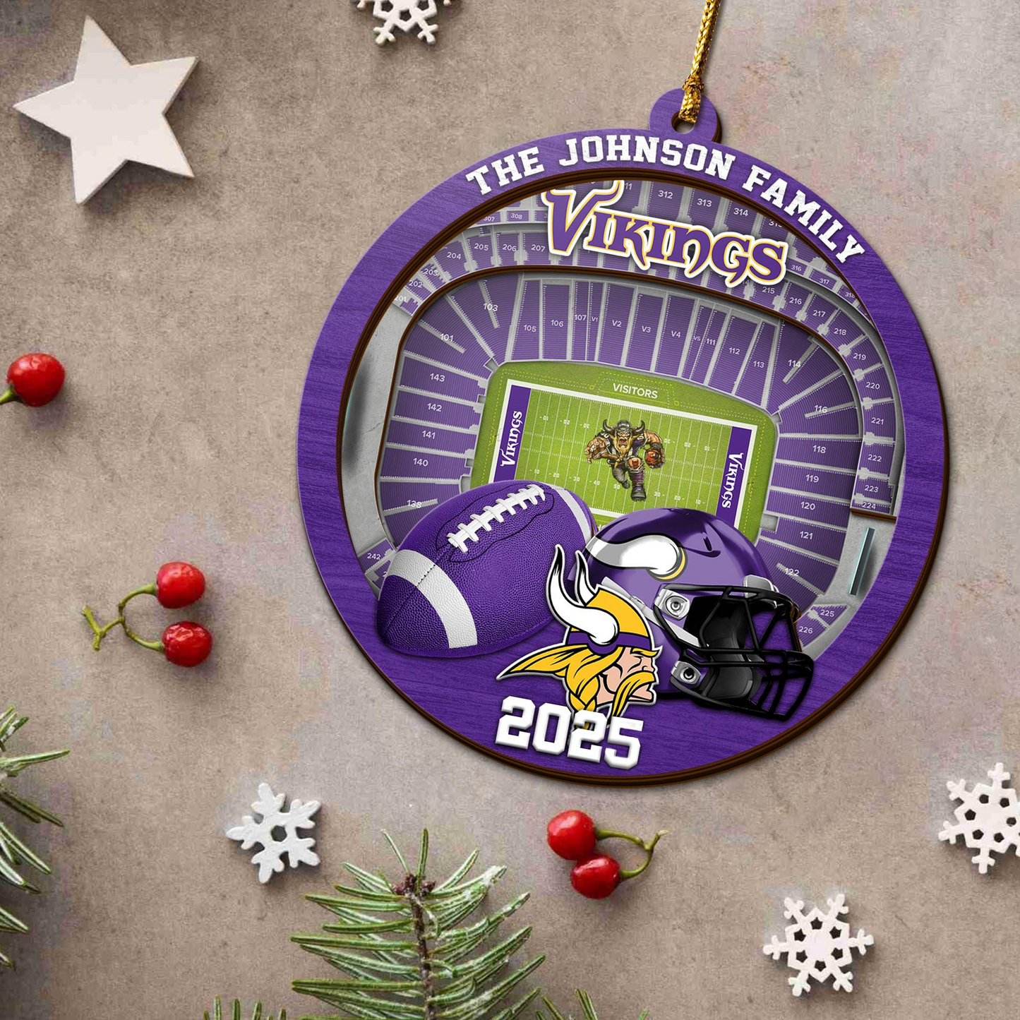 LIMITED EDITION - NEW CUSTOMIZED NFL05 MVK MINNESOTA VIKINGS ORNAMENT