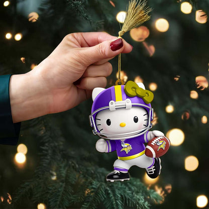 LIMITED EDITION - NEW CUSTOMIZED NFL05 MVK MINNESOTA VIKINGS HELLO KITTY ACRYLIC ORNAMENT