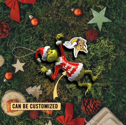 LIMITED EDITION - NEW CUSTOMIZED NFL05 MVK MINNESOTA VIKINGS THE GRINCH ACRYLIC ORNAMENT
