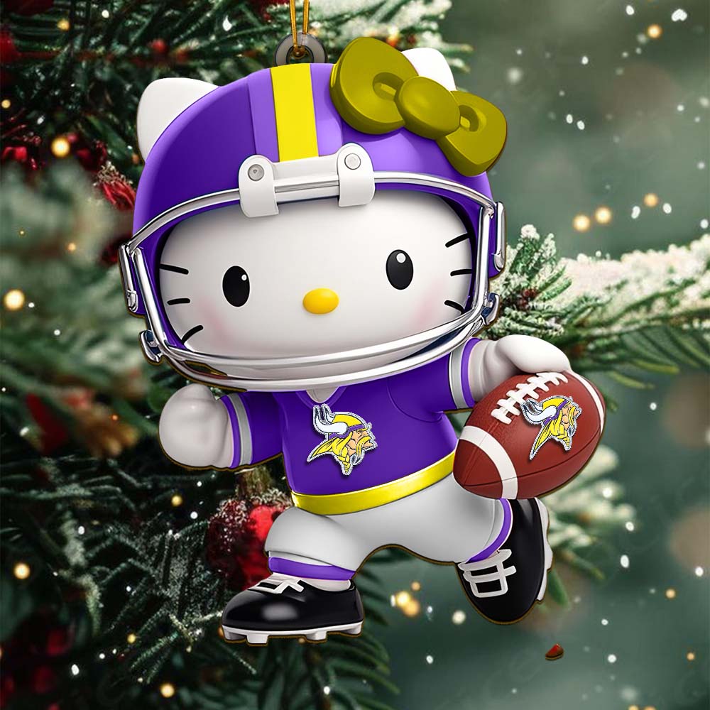 LIMITED EDITION - NEW CUSTOMIZED NFL05 MVK MINNESOTA VIKINGS HELLO KITTY ACRYLIC ORNAMENT