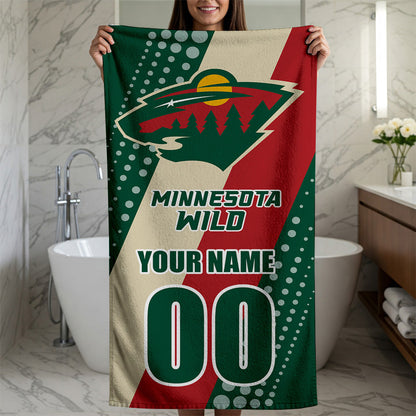 LIMITED EDITION - NEW CUSTOMIZED NHL13 MNW MINNESOTA WILD BEACH & BATH TOWEL