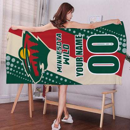 LIMITED EDITION - NEW CUSTOMIZED NHL13 MNW MINNESOTA WILD BEACH & BATH TOWEL